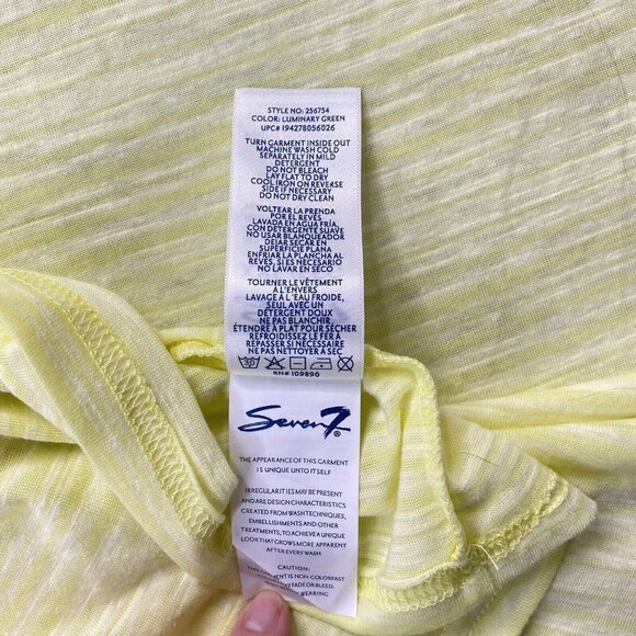Seven 7 Shirt Womens XXL Stripe Short Sleeve Tee Yellow Green Semi Sheer NEW - Picture 10 of 11